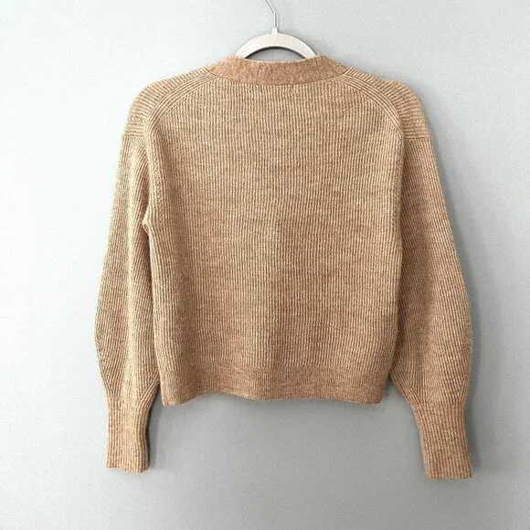 Quince Alpaca-Wool Cropped Cardigan (Camel) S - Picture 3 of 10